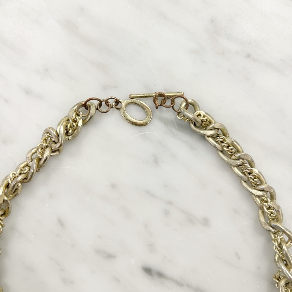 Banana Republic Elegant Gold and Silver Bib Necklace with Crystal Accents - Picture 5 of 5